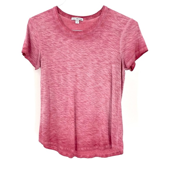 JAMES PERSE Pink Sun-Dyed Round Neck Short Sleeve Minimalist Luxury T-Shirt Top - Picture 2 of 7